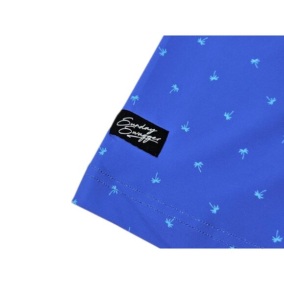 NWT Sunday Swagger Ombre Palm Trees AOP Polo Shirt Men's Medium Performance Golf - Picture 6 of 10